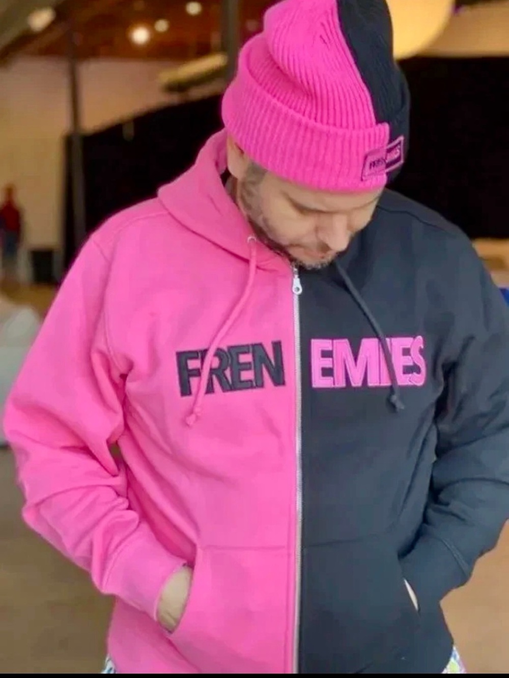 Teddy Fresh FRENEMIES Hoodie Pink and Black Size M  Two-Tone PAPA BLESS ;)